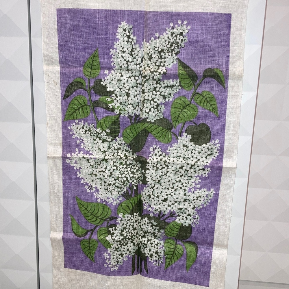 Vintage Floral Purple Wall Hanging Tapestry Tea Towel